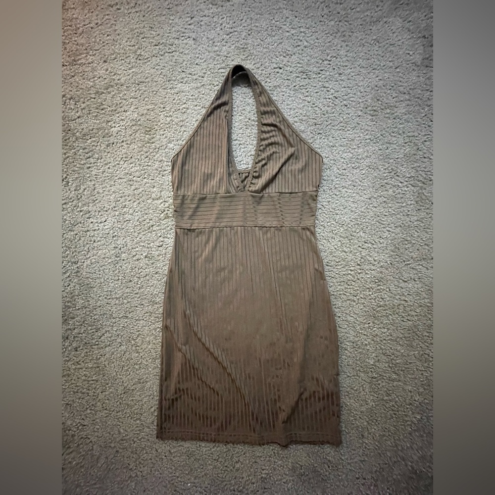 Brown halter summer dress